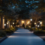A photograph of a well-lit outdoor space showcasing various styles of led lamps in use
