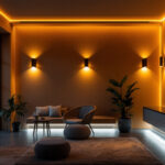 A photograph of a well-designed interior space featuring stylish led wall lighting