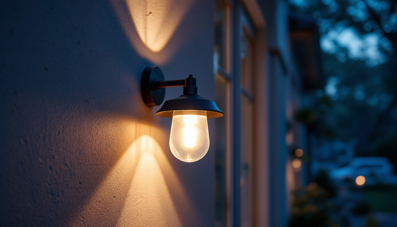 A photograph of a beautifully designed wall lamp installed outside a home
