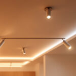 A photograph of a beautifully designed ceiling featuring modern led lighting fixtures