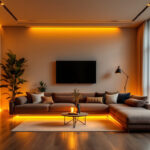 A photograph of a beautifully designed space showcasing various applications of amber led lighting