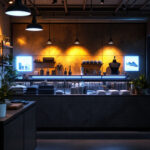 A photograph of a well-lit retail space showcasing effective store lighting design