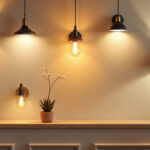 A photograph of a well-designed interior space featuring a variety of stylish wall lighting fixtures in use