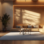 A photograph of a beautifully lit interior space showcasing innovative lighting designs