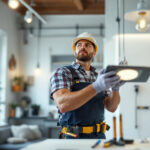 A photograph of a skilled electrician at work