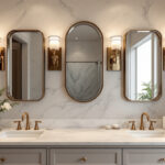 A photograph of a beautifully designed bathroom vanity area