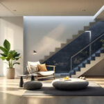A photograph of a modern interior space showcasing innovative solar lighting solutions