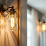 A photograph of a beautifully designed sconce lamp installed in an elegantly lit interior space