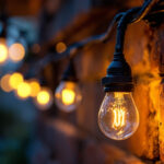 A photograph of a close-up shot of waterproof wire nuts being used in an outdoor lighting installation