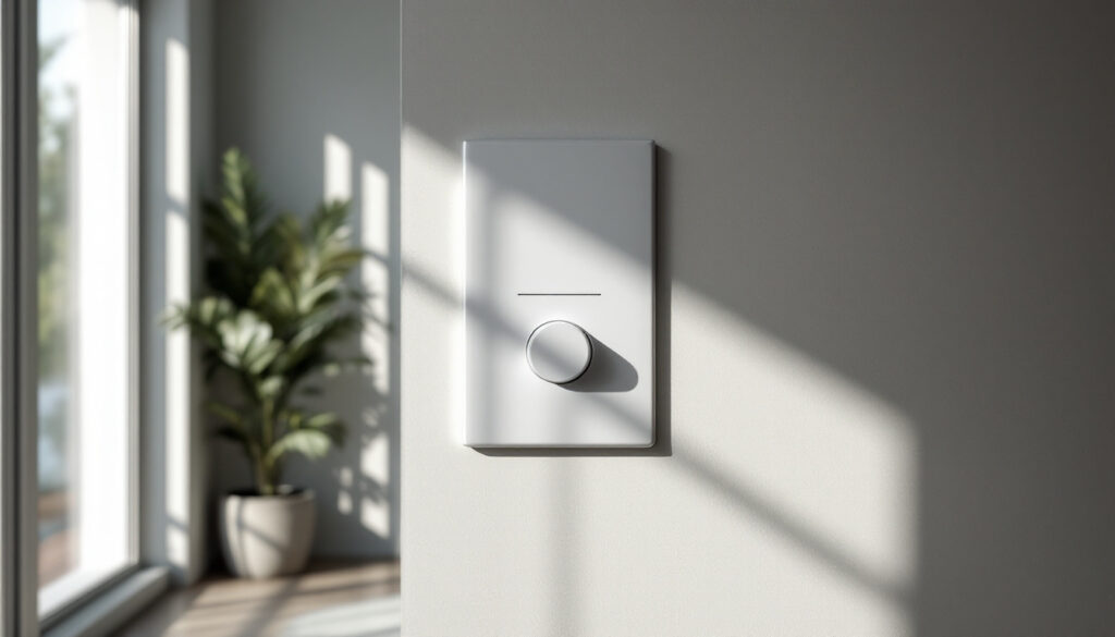 A photograph of a lighting contractor expertly installing a timer switch in a stylish home