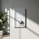 A photograph of a lighting contractor expertly installing a timer switch in a stylish home