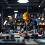 A photograph of a well-organized workspace featuring various led workshop lights in use