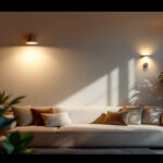 A photograph of a beautifully designed interior space showcasing wall lighting in action