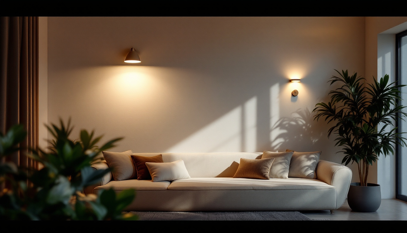 A photograph of a beautifully designed interior space showcasing wall lighting in action