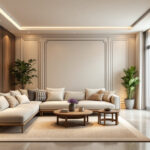 A photograph of a beautifully designed room featuring various styles of recessed lighting trims