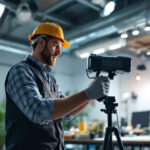 A photograph of a lighting contractor using the ex 300w a3d50d120 in a well-lit workspace
