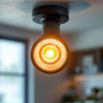 A photograph of a close-up shot of a 2-inch can light fixture with a gu10 bulb installed