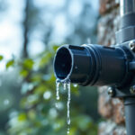 A photograph of a close-up of a waterproof outside wire connector installed in a natural outdoor setting