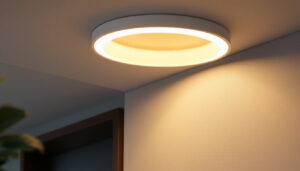 A photograph of a beautifully designed recessed led lamp installed in a modern interior setting