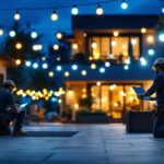 A photograph of a well-lit outdoor space showcasing a variety of led lights in use