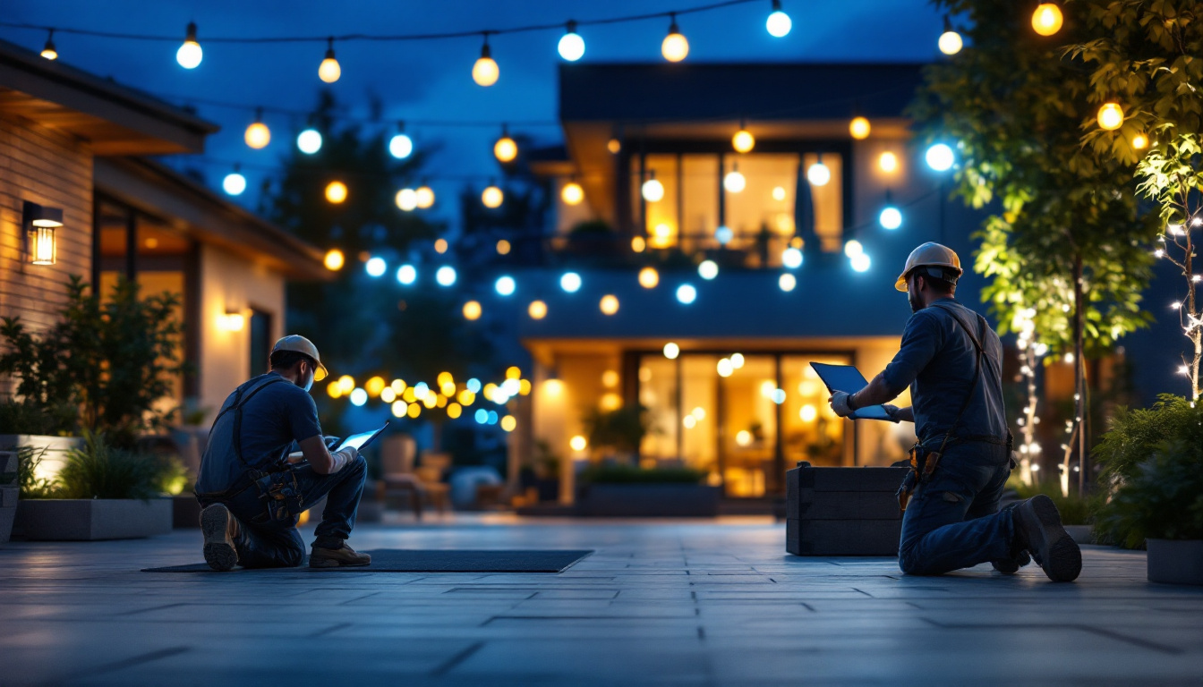 A photograph of a well-lit outdoor space showcasing a variety of led lights in use
