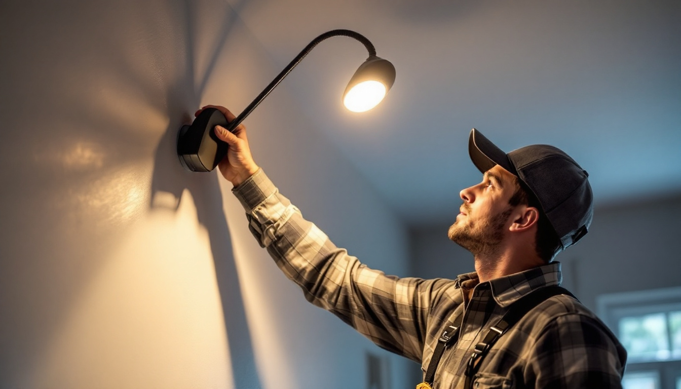 A photograph of a gooseneck wireless operated light in action