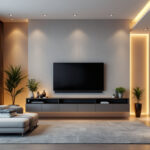 A photograph of a modern interior space featuring stylish recessed led lights