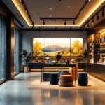 A photograph of a modern retail space illuminated by sleek led shop lighting