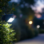 A photograph of a motion detector sensor light in action