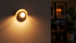 A photograph of a 3 watt puck light installed in a stylish setting
