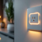 A photograph of a modern electric outlet integrated with smart lighting features