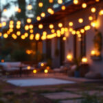 A photograph of a beautifully arranged outdoor scene featuring warm