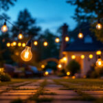A photograph of a beautifully illuminated outdoor space at dusk