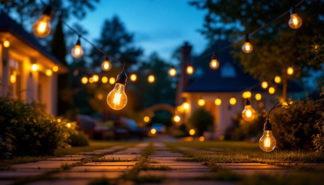 A photograph of a beautifully illuminated outdoor space at dusk