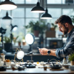 A photograph of a well-lit workspace featuring a diverse selection of affordable led lights in various styles and applications