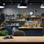 A photograph of a well-lit workshop or retail space showcasing the 4 light led shop lights in action