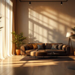 A photograph of a beautifully lit interior space showcasing the effects of upward lighting