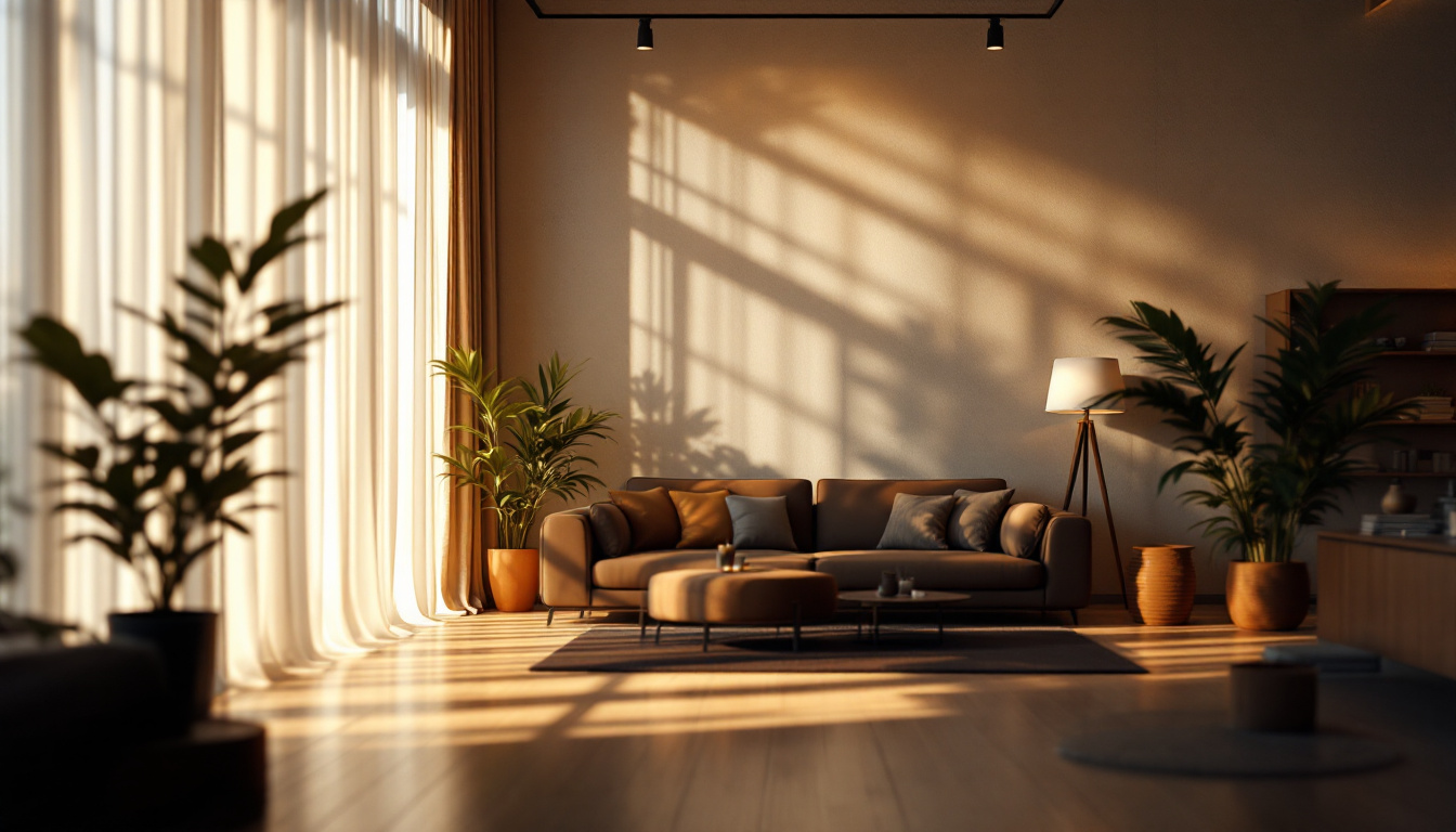 A photograph of a beautifully lit interior space showcasing the effects of upward lighting