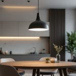A photograph of a beautifully designed contemporary pendant light installation in a modern interior setting