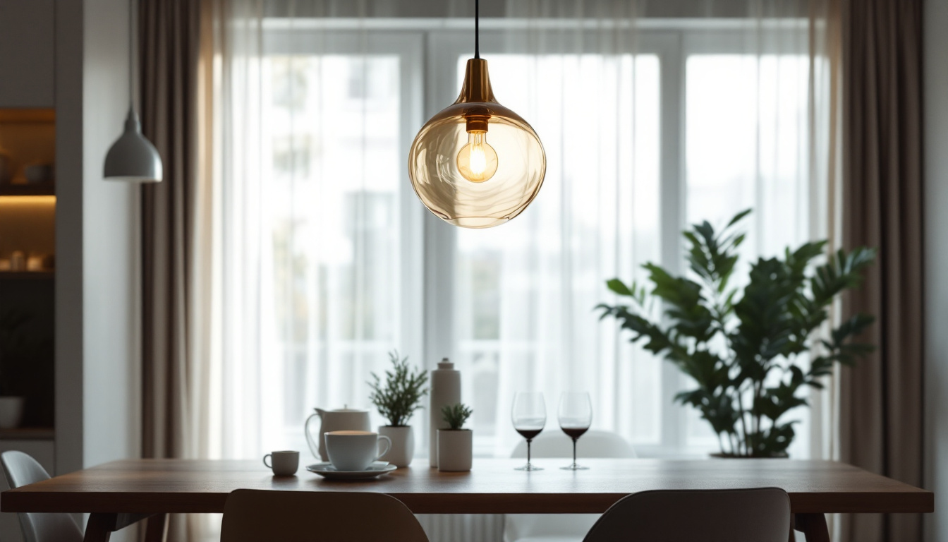 A photograph of a beautifully designed pendant lamp in a stylish interior setting