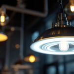 A photograph of a modern led light fixture showcasing its sleek design and intricate components