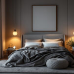 A photograph of a beautifully lit bedroom showcasing stylish bed lights in various settings