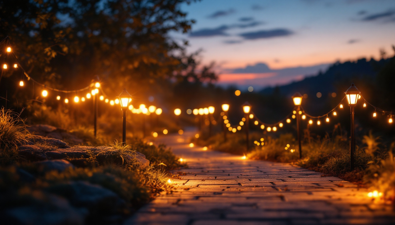 A photograph of a beautifully illuminated outdoor scene at dusk