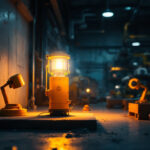 A photograph of a well-lit industrial workspace featuring explosion-proof lights in action
