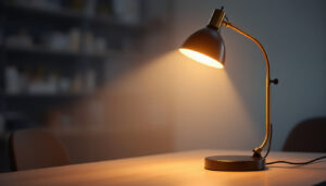 A photograph of capture a photograph of a stylish halide metal lamp in a well-lit