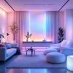 A photograph of a beautifully illuminated indoor space featuring 6-inch led lights in various settings