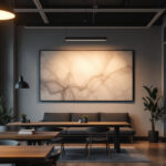 A photograph of a well-lit interior space showcasing modern 2x4 led lights installed in a commercial setting