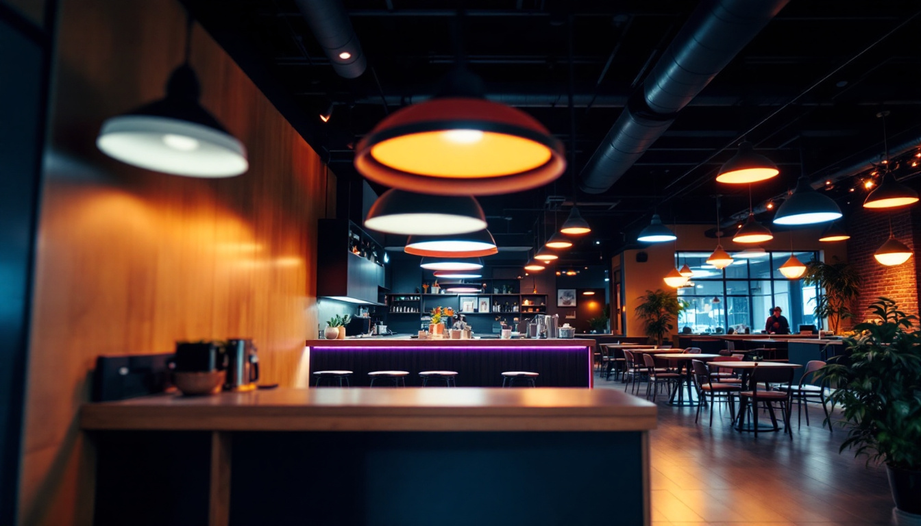 A photograph of a well-lit commercial space showcasing a variety of led lighting installations