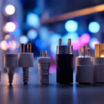 A photograph of a close-up of various types of dryer plugs and their connections