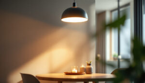 A photograph of a well-lit indoor space featuring a stylish fixture led light